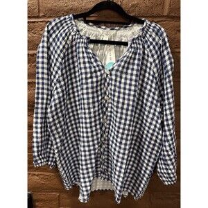 Marker & Spruce Long‎ Sleeve Blue and White Blouse Fix Stitch Size L NWT $47 NWT